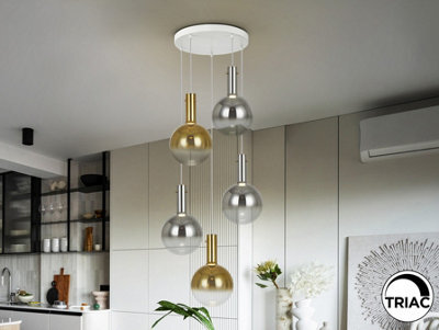Luminosa Lighting Luminosa Matices Cluster Pendant Ceiling 5 Light White, Smoke, Gold Led 3000K - Uk Stock - image 1