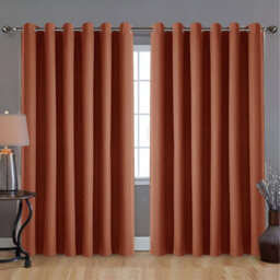 Bedlooms Rust Linen Curtain 100% Blackout Thermal Insulated Eyelet Curtain (Pair) 90 X 90 Inches With Tie Back Two - thumbnail 9