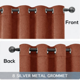 Bedlooms Rust Linen Curtain 100% Blackout Thermal Insulated Eyelet Curtain (Pair) 90 X 90 Inches With Tie Back Two - thumbnail 6