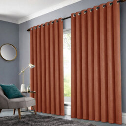 Bedlooms Rust Linen Curtain 100% Blackout Thermal Insulated Eyelet Curtain (Pair) 90 X 90 Inches With Tie Back Two - thumbnail 2