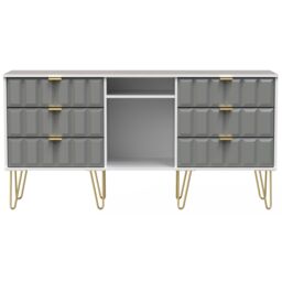 Cube Ready Assembled Matt Grey & White Media Unit With 2 Shelves & 6 Drawers, (H)152Cm X (W)74Cm X (D)39.5Cm - thumbnail 2