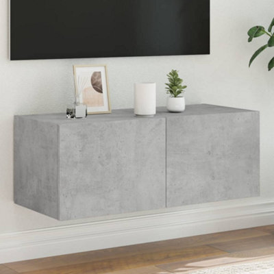 Walplus Tv Wall Cabinet With Led Lights Concrete Grey 80X35X31 Cm - image 1