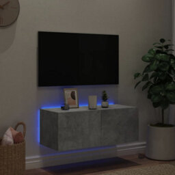Walplus Tv Wall Cabinet With Led Lights Concrete Grey 80X35X31 Cm - thumbnail 3