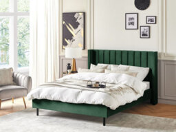 Beliani Bed Velvet Villette 140 X 200 Cm (Eu Double) Dark Green - thumbnail 2