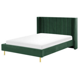 Beliani Bed Velvet Villette 140 X 200 Cm (Eu Double) Dark Green - thumbnail 1