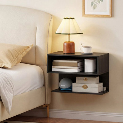 Floating Nightstand Modern Wall Mounted Bedside Table With Storage Shelves - image 1