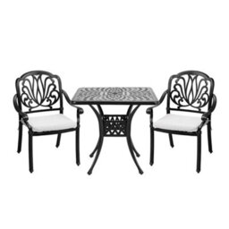 Breeins Set Of 3 Outdoor Black Garden Furniture Set Dining Set  For Garden Patio Lounge Balcony With Parasol Hole - thumbnail 3