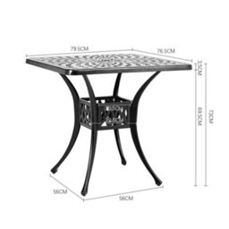 Breeins Set Of 3 Outdoor Black Garden Furniture Set Dining Set  For Garden Patio Lounge Balcony With Parasol Hole - thumbnail 4