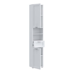 Furniture To Go Lokko Tall Narrow Bathroom Cabinet With 2 Doors And 1 Drawer With Silver Handles In White - thumbnail 4