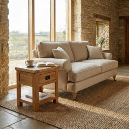 The Furniture Market Rustic Oak Lamp Table With 1 Drawer - thumbnail 8