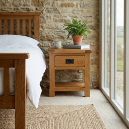 The Furniture Market Rustic Oak Lamp Table With 1 Drawer - thumbnail 4