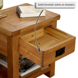 The Furniture Market Rustic Oak Lamp Table With 1 Drawer - thumbnail 6