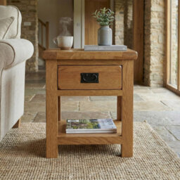 The Furniture Market Rustic Oak Lamp Table With 1 Drawer - thumbnail 2