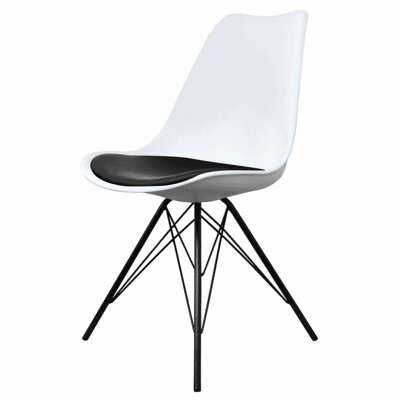 Fusion Living Soho White And Black Plastic Dining Chair With Black Metal Legs - image 1