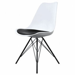 Fusion Living Soho White And Black Plastic Dining Chair With Black Metal Legs - thumbnail 1