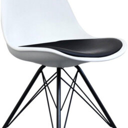 Fusion Living Soho White And Black Plastic Dining Chair With Black Metal Legs - thumbnail 3