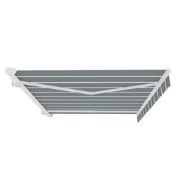 Primrose Awnings 3.0M X 2.5M Retractable Electric Full Cassette Pin Striped Grey Awning Outdoor Patio Canopy - thumbnail 2