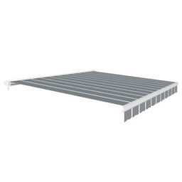 Primrose Awnings 3.0M X 2.5M Retractable Electric Full Cassette Pin Striped Grey Awning Outdoor Patio Canopy - thumbnail 3