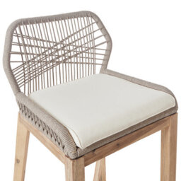 Wyld And Coco Outdoor Bar Stool Set Of 2 - Light Brown Beige Boho Rustic, Acacia Wood Legs, Powder-Coated Iron Frame - thumbnail 6