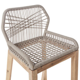 Wyld And Coco Outdoor Bar Stool Set Of 2 - Light Brown Beige Boho Rustic, Acacia Wood Legs, Powder-Coated Iron Frame - thumbnail 7