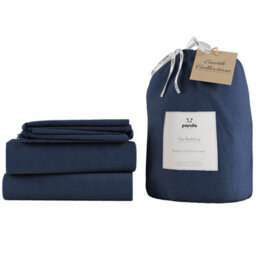 panda London Bamboo & French Linen Complete Bedding Set Midnight Navy