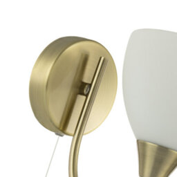 Happy Homewares Contemporary Pull Switched Wall Light In Antique Brass With White Glass Shade - thumbnail 4