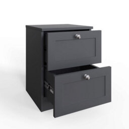 Fwstyle Artus Grey Panelled 2 Drawer Bedside Chest (H) 55Cm (W) 40Cm (D) 40Cm Extra Deep Drawers - thumbnail 3