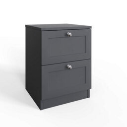 Fwstyle Artus Grey Panelled 2 Drawer Bedside Chest (H) 55Cm (W) 40Cm (D) 40Cm Extra Deep Drawers - thumbnail 2