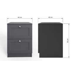Fwstyle Artus Grey Panelled 2 Drawer Bedside Chest (H) 55Cm (W) 40Cm (D) 40Cm Extra Deep Drawers - thumbnail 5