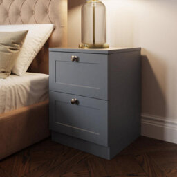 Fwstyle Artus Grey Panelled 2 Drawer Bedside Chest (H) 55Cm (W) 40Cm (D) 40Cm Extra Deep Drawers - thumbnail 1