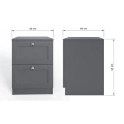 Fwstyle Artus Grey Panelled 2 Drawer Bedside Chest (H) 55Cm (W) 40Cm (D) 40Cm Extra Deep Drawers - thumbnail 9