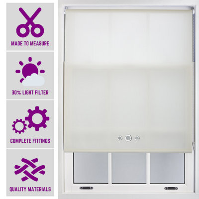 Furnished Made To Order Daylight Roller Blind - Cream With Triple Round Eyelet (W)120Cm X (L)210Cm - image 1