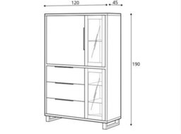 Arte Halle 12 Tall Display Cabinet W1200mm H1900mm D450mm - Oak Wotan, Glass Doors & Drawers - thumbnail 4