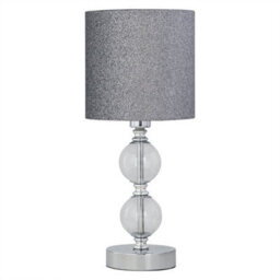 First Choice Lighting Set Of 2 Chrome Two Ball Table Lamp With Silver Glitter Shades - thumbnail 2