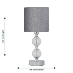 First Choice Lighting Set Of 2 Chrome Two Ball Table Lamp With Silver Glitter Shades - thumbnail 7