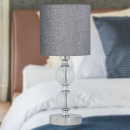 First Choice Lighting Set Of 2 Chrome Two Ball Table Lamp With Silver Glitter Shades - thumbnail 6