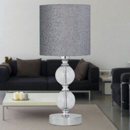 First Choice Lighting Set Of 2 Chrome Two Ball Table Lamp With Silver Glitter Shades - thumbnail 5