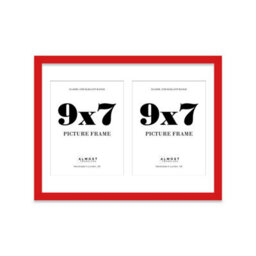 16X12 Inch 2 Opening Photo Collage Frame, Display Two 9X7 Inch Photos, Multi Aperture Family Picture Frame, Red - thumbnail 2