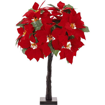 Freestanding Led Poinsettia Decoration - Artificial Flower Display Light With 10 Illuminated Heads - Measures H60Cm - image 1