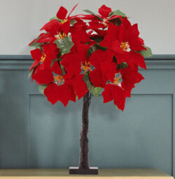Freestanding Led Poinsettia Decoration - Artificial Flower Display Light With 10 Illuminated Heads - Measures H60Cm - thumbnail 2