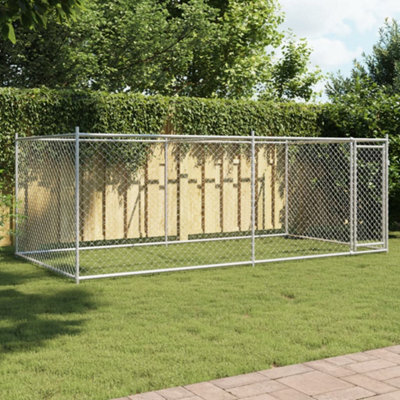 Walplus Grey Dog Cage With Door 4X2X1.5 M Galvanised Steel Kennel Pen - image 1