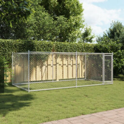 Walplus Grey Dog Cage With Door 4X2X1.5 M Galvanised Steel Kennel Pen - thumbnail 3