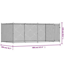 Walplus Grey Dog Cage With Door 4X2X1.5 M Galvanised Steel Kennel Pen - thumbnail 9