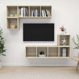 Berkfield 4 Piece Tv Cabinet Set Sonoma Oak Engineered Wood - thumbnail 1