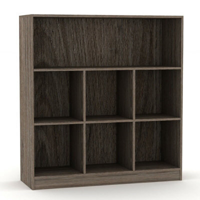Urbn-Living Urbnliving Height 94Cm Wide Wooden 7 Cube Bookcase Shelving Display Colour Anthracite Oak Storage Unit Cabinet Shelves - image 1