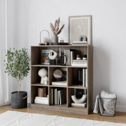 Urbn-Living Urbnliving Height 94Cm Wide Wooden 7 Cube Bookcase Shelving Display Colour Anthracite Oak Storage Unit Cabinet Shelves - thumbnail 2