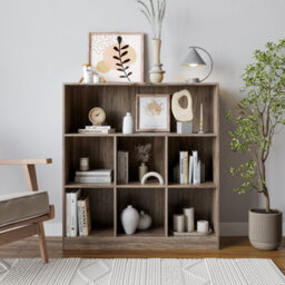 Urbn-Living Urbnliving Height 94Cm Wide Wooden 7 Cube Bookcase Shelving Display Colour Anthracite Oak Storage Unit Cabinet Shelves - thumbnail 3
