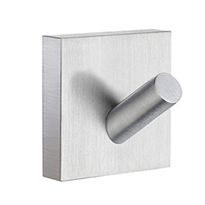 Smedbo Single Brushed Chrome Towel Hook (45mm X 45mm) Wall Mounted Bathroom Storage Square Robe Hooks Clothes Hanger Coat Peg