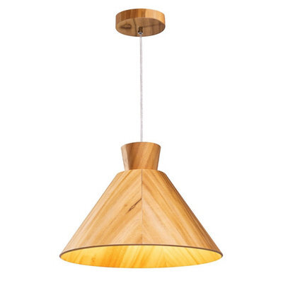 Luminosa Lighting Elstead Conical Dome Pendant Ceiling Light Teak - image 1