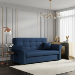 Viva Iii Sofa Bed With Sleeping Function And Storage Polyurethane Foam Wave Spring Metal Legs 168X85X98Cm Blue
